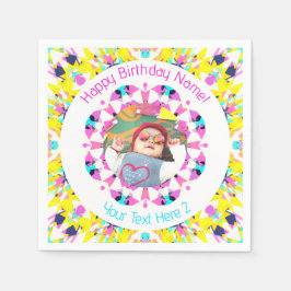 Girls Boys Happy Birthday Star Custom Age Foto Serviette
