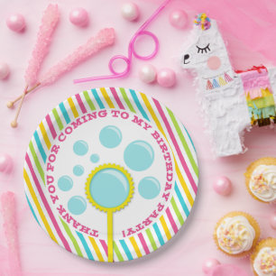 Girl's Bubble Party Geburtstag Pappteller