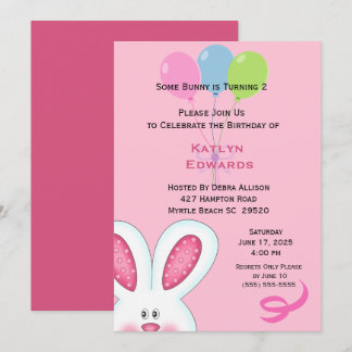 Girls Bunny Rabbit Einladung zum Geburtstag