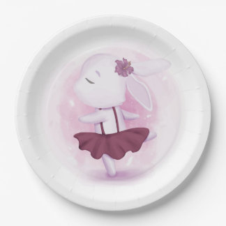 Girls Bunny Rabbit Party Ballerina paper plates Pappteller