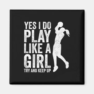 Girls Bysketbyll Player Kleidung Quotes Gift Play Magnet