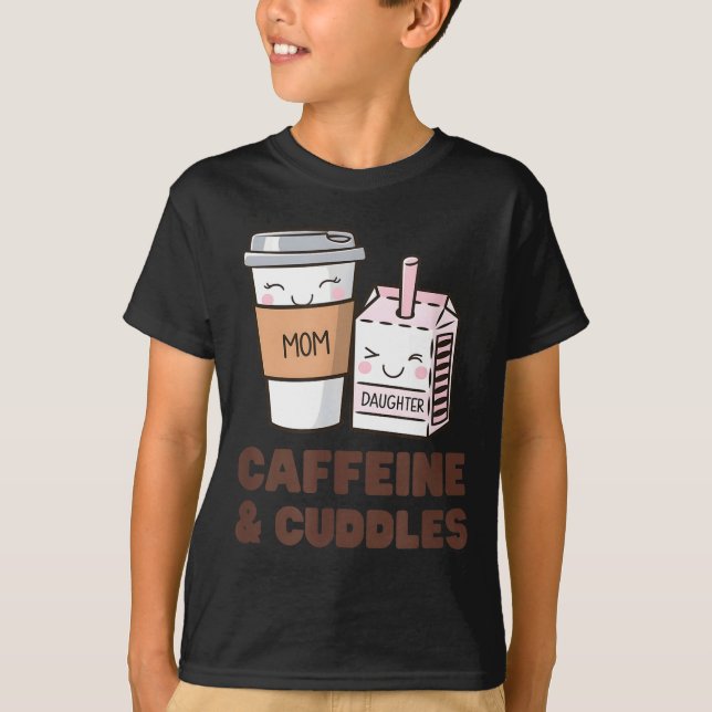Girls Caffeine &amp; Cuddles Twinning Coffee Juice T-Shirt (Vorderseite)