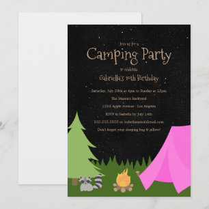 Girls Camping Party  Einladung zur Geburtstagspart
