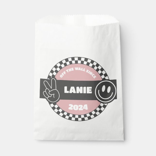 Girls' Checkered Skateboard Groovy Krass Geburtsta Geschenktütchen (Vorderseite)