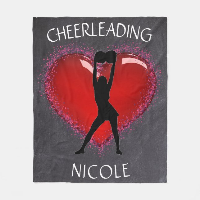 Girls Cheer Chalkboard Herz mit Individuelle Name Fleecedecke (Vorderseite)