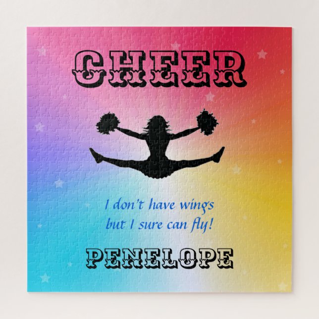 Girls Cheerleader Flyer Personalisiert Rainbow Puzzle (Vertikal)