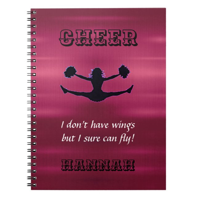 Girls Cheerleader Flyer SpiralNotebook mit Namen Notizblock (Vorderseite)