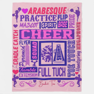 Girls Cheerleading Lila Typografie Fleecedecke