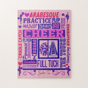Girls Cheerleading Lila Typografie Puzzle