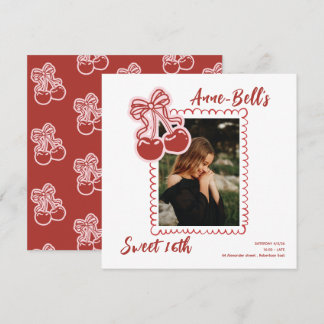 Girls Cherry Sweet 16th Birthday Invitation Einladung