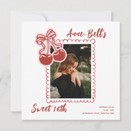 Girls Cherry Sweet 16th Birthday Invitation Einladung