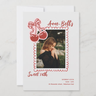 Girls Cherry Sweet 16th Birthday Invitation Einladung