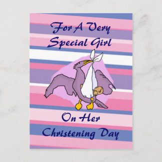 Girls Christening Bird Postkarte