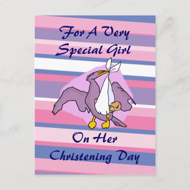 Girls Christening Bird Postkarte (Vorderseite)