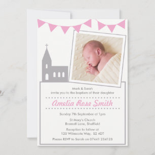 Girls Christening/Taufe Einladung