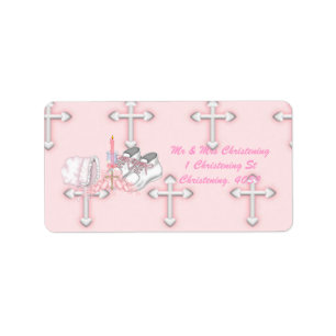 Girls Christening Wish Adressaufkleber