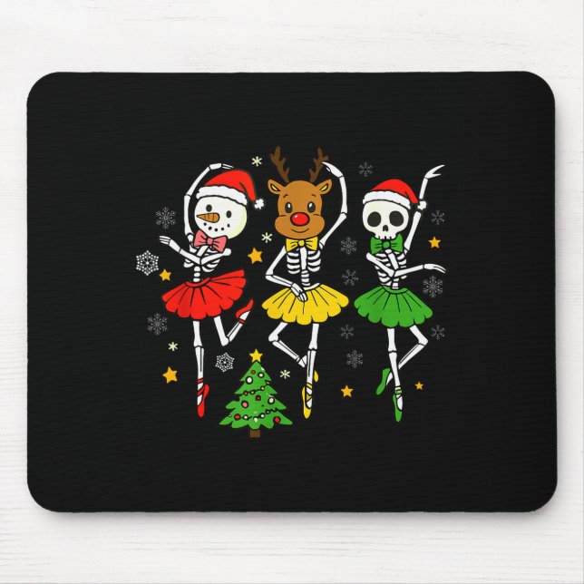 Girls Christmas Ballet Skeleton Ballerina Women Sk Mousepad (Vorne)