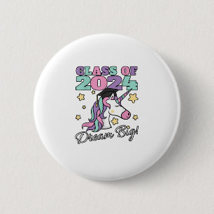 Girls Class of 2024 Magical Unicorn Graduation Cap Button