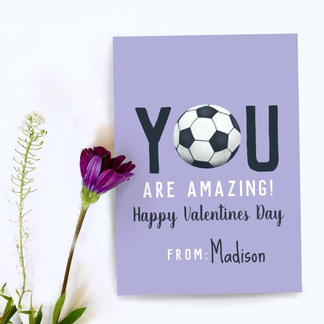 Girls Classroom Soccer Valentines Card Einladung (Von Creator hochgeladen)