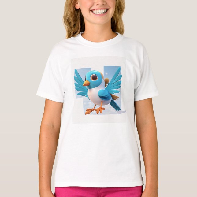 Girls Closing Template Bird Girls Kinder T - Shirt (Vorderseite)