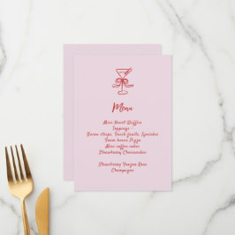 Girls Cocktail Brunch Rosa Handschrift Menükarte