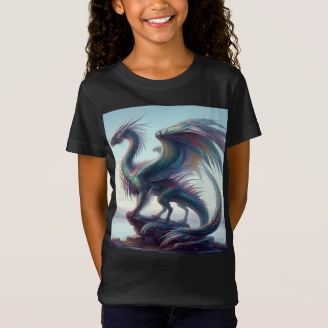 Girl's colorful beautiful dragon t-shirt (Vorderseite)