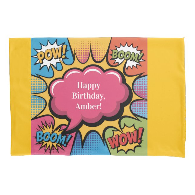 Girls’ Colorful Pop Art Birthday Party Gift Kissenbezug (Vorderseite)