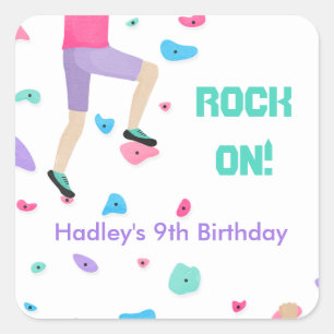 Girls Colorful Rock Klettern Party Quadratischer Aufkleber