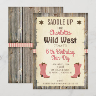 Girls Cowgirl Boots Wild West Einladung