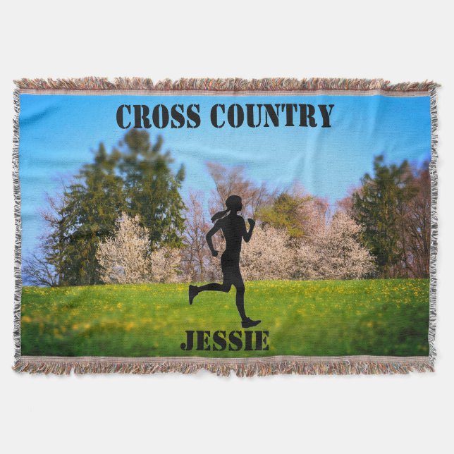 Girls Cross Country Running Throw Blanket Decke (Vorderseite)