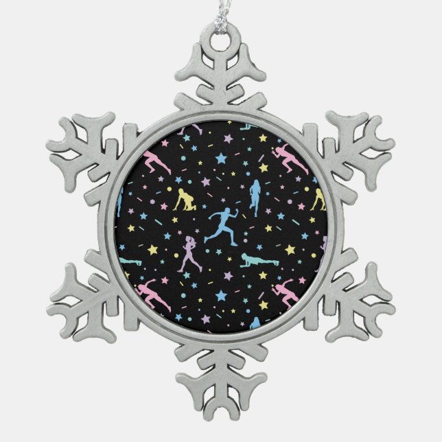 Girls Cross Country, Track Field, Marathon Runner Schneeflocken Zinn-Ornament (Vorderseite)
