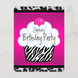 Girls Cupcake Geburtstagsparty Einladung