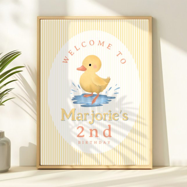 Girls Cute Pastel Duckling Birthday Welcome Sign Poster (Von Creator hochgeladen)