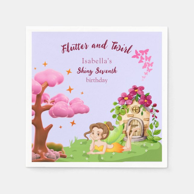 Girls Cute Yellow Fairy Fairytale home Serviette (Vorderseite)