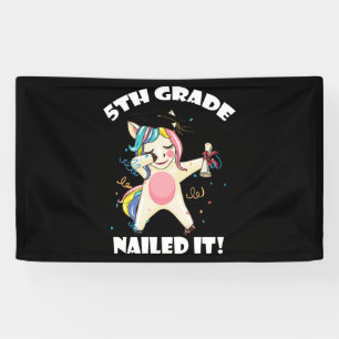 Girls Dabbing Unicorn 5. Klasse Nails Banner