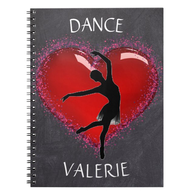 Girls Dance Chalkboard Herz mit Personalisiertem N Notizblock (Vorderseite)
