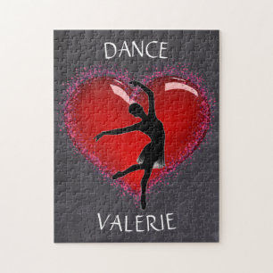 Girls Dance Chalkboard Herz mit Personalisiertem N Puzzle