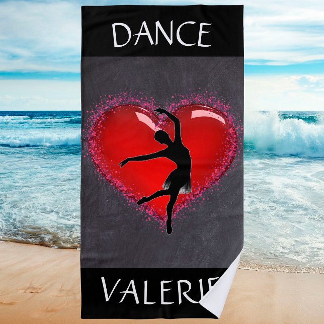 Girls Dance Chalkboard Herz mit Personalisiertem N Strandtuch (Von Creator hochgeladen)
