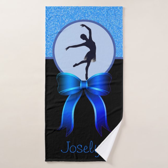 Girls Dance Glitzer und Bow Bath Handtuch Badehandtuch (Badehandtuch)