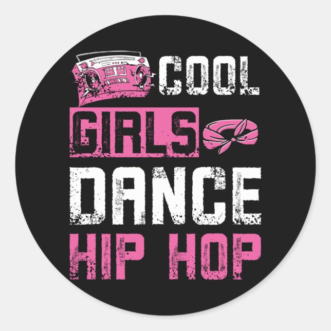 Girls Dance Hip Hop Runder Aufkleber (Vorderseite)