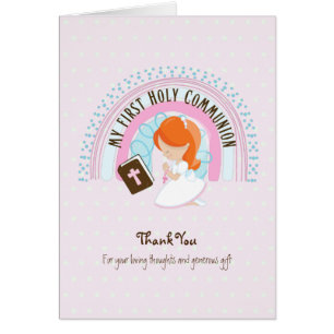 Girl's Danke Heilige Kommunion Card - Rotes Haar