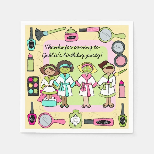 Girls Day Wellness-Center Geburtstagspapier Napkin Serviette (Vorderseite)