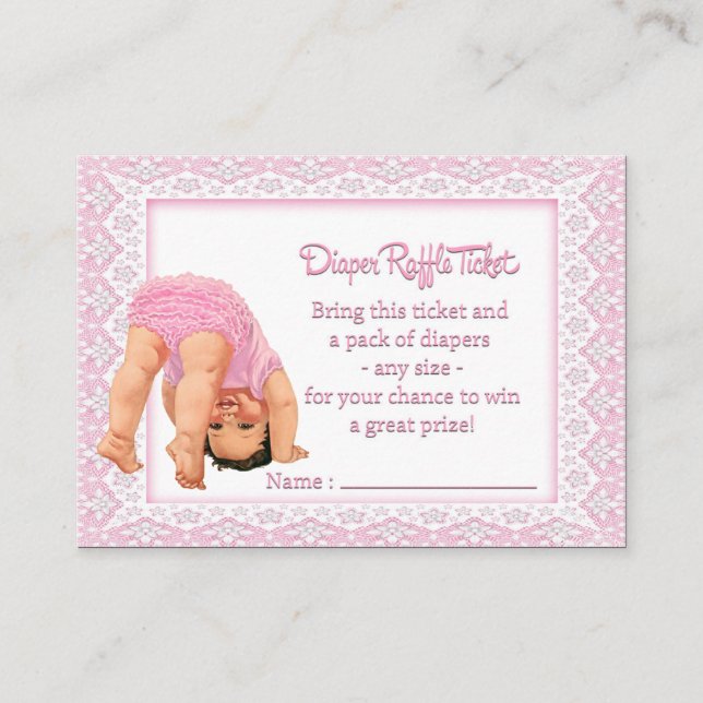 Girls Diaper Raffle Ticket Begleitkarte (Vorderseite)