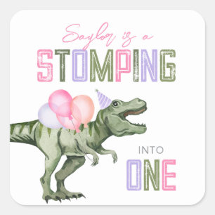 Girl's Dino erste Geburtstagsparty Sticker