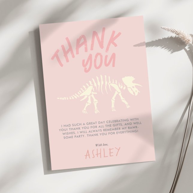 Girls Dinosaur Fossil Geburtstag Pink Danke (Von Creator hochgeladen)