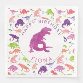 Girls Dinosaur Geburtstagsparty Muster Lila Dino Serviette