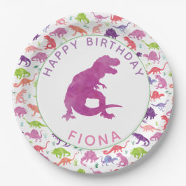 Girls Dinosaur Geburtstagsparty Personalisiert Lil Pappteller
