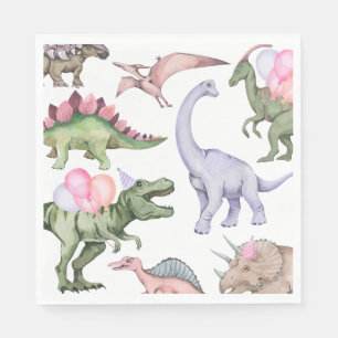 Girl's Dinosaur Party Napkins Serviette