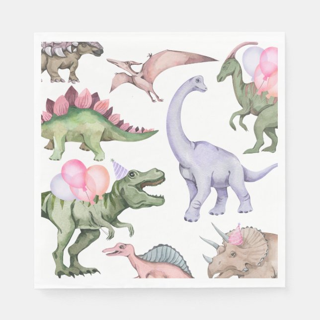Girl's Dinosaur Party Napkins Serviette (Vorderseite)