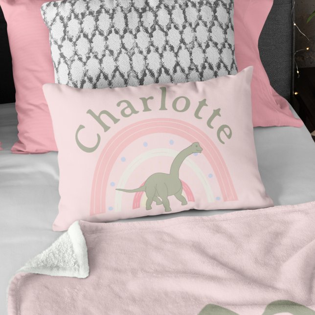 Girls Dinosaur Regenbogen Rosa Bedroom Custom Dekokissen (Girls Dinosaur Rainbow Pink Bedroom Custom Accent Pillow
)
